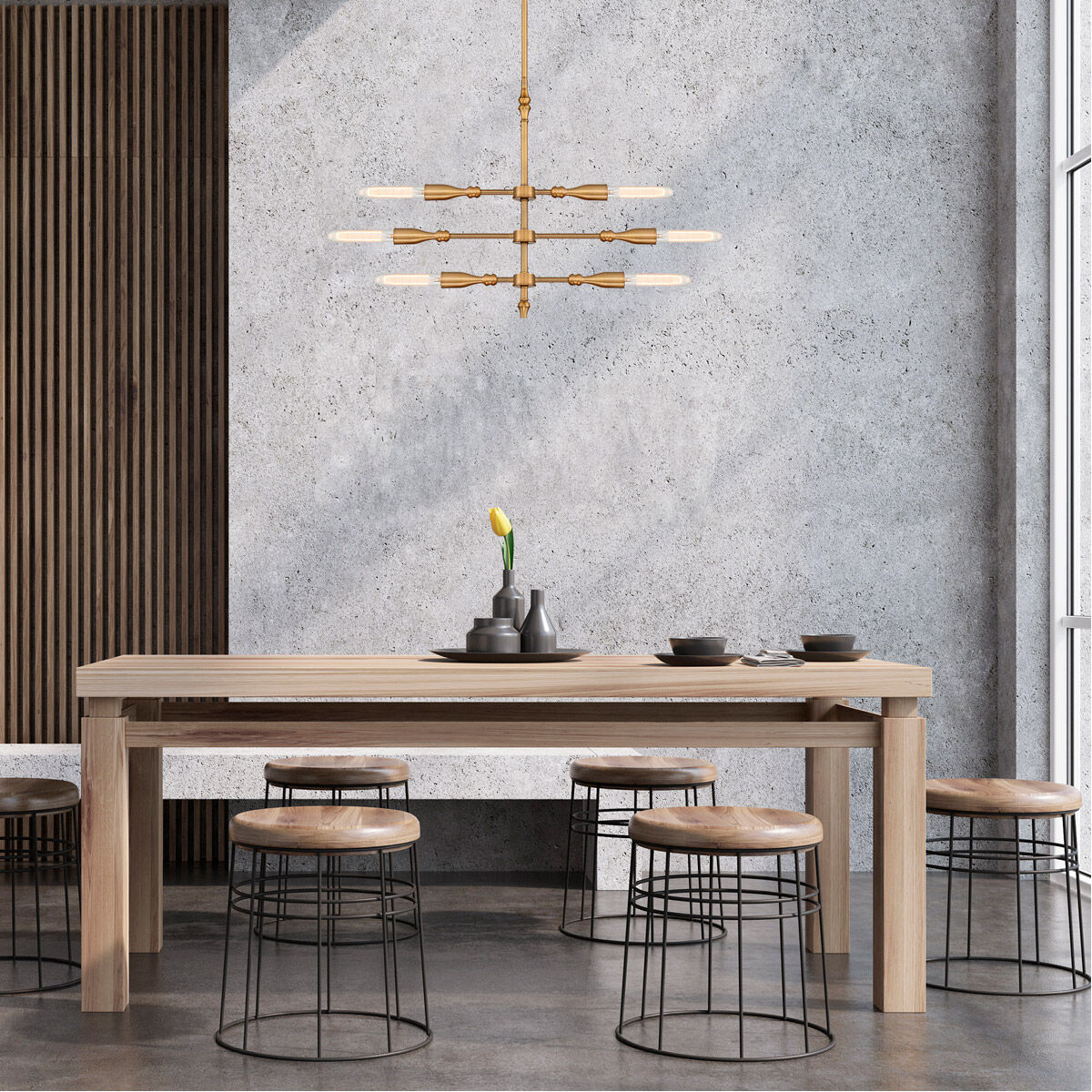 Louise 6 Light 28.5 inch Old Satin Brass Island Light Ceiling Light